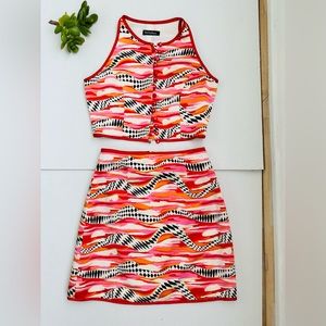 NWOT Hi De Shan 100%Silk  MULTIFLORAL MINI SKIRT SET SIZE  S